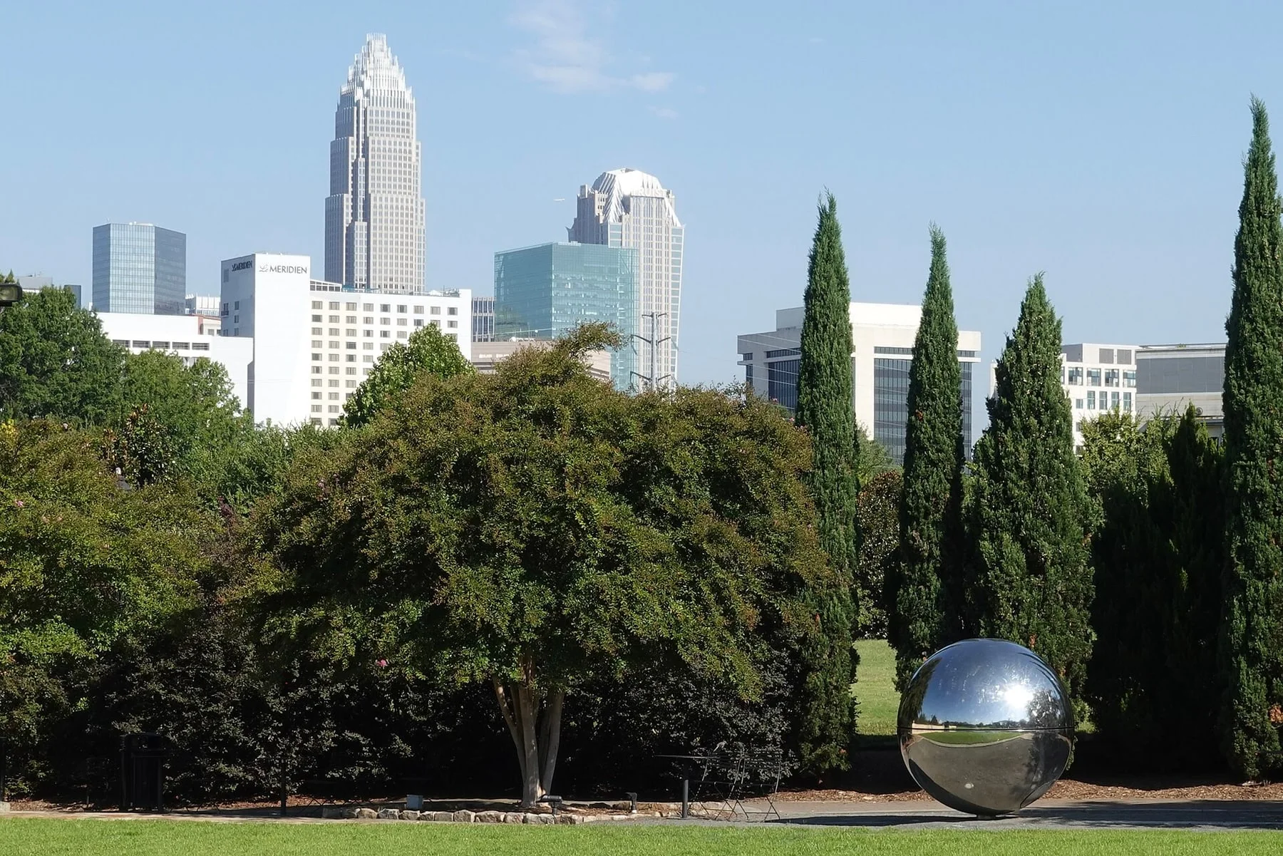Midtown Park and the Uptown Charlotte skyline, North Carolina